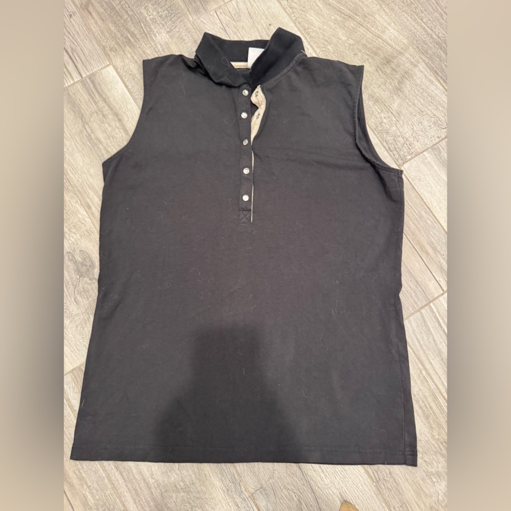 Daily Sports Black Embellished Sleeveless Golf Shirt